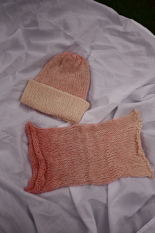 czapki damskie Zestaw ombre komin + czapka beanie