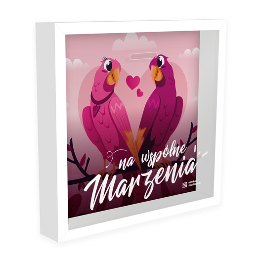 ramki na zdjęcia Ramka Skarbonka - Papużki nierozłączki - na walentynki