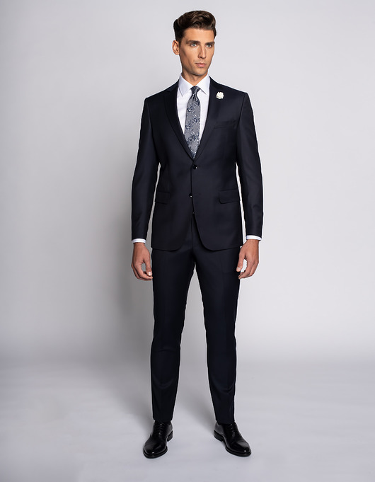 marynarki męskie Garnitur męski roma granatowy slim fit