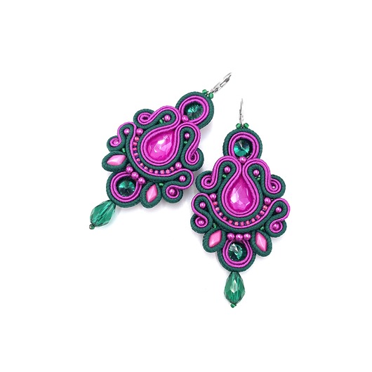 kolczyki soutache Kolczyki sutasz zielono różowe kolorowe energetyczne wiosenne Bianca