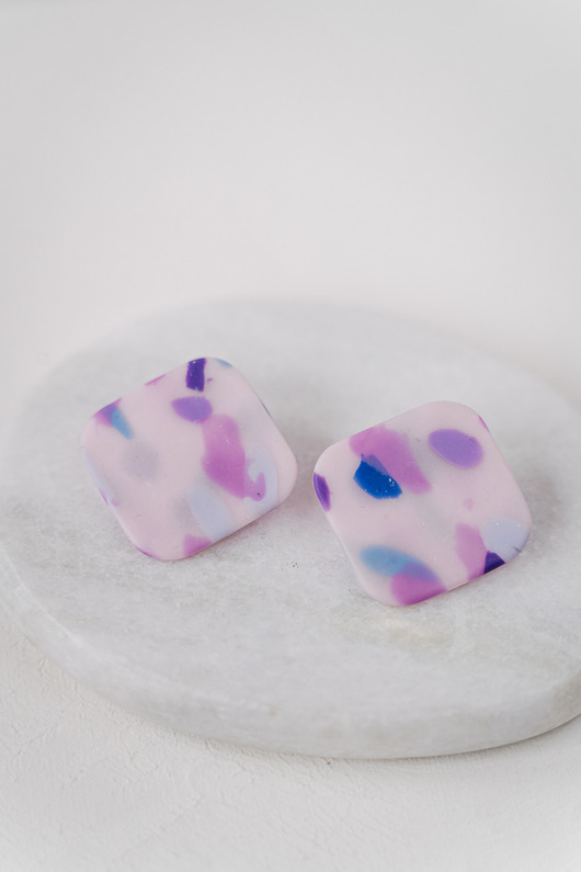 kolczyki z masy plastycznej Kolczyki sztyfty LAVENDER