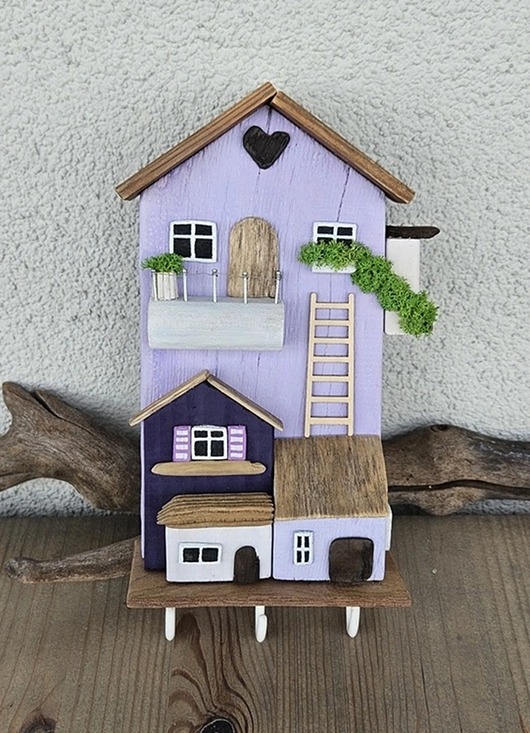 wieszaki Wieszak na klucze z domkami - lawendowe osiedle