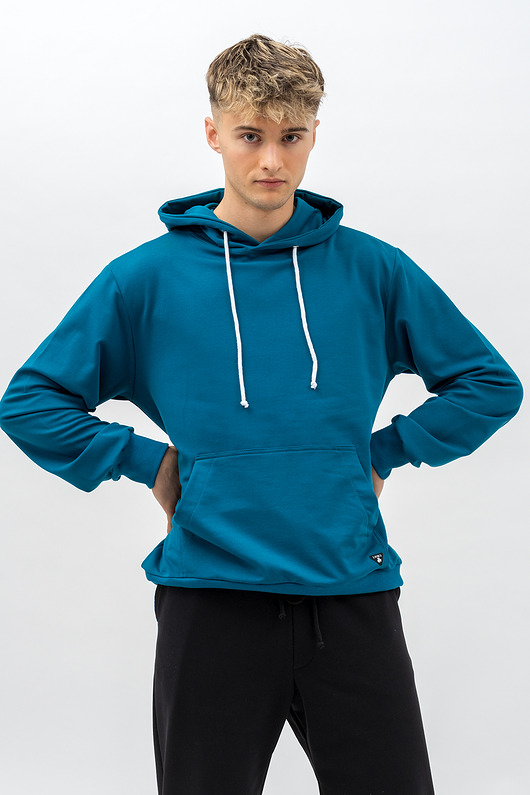 bluzy męskie Bluza męska  z kapturem   ,,JAMAN " petrol