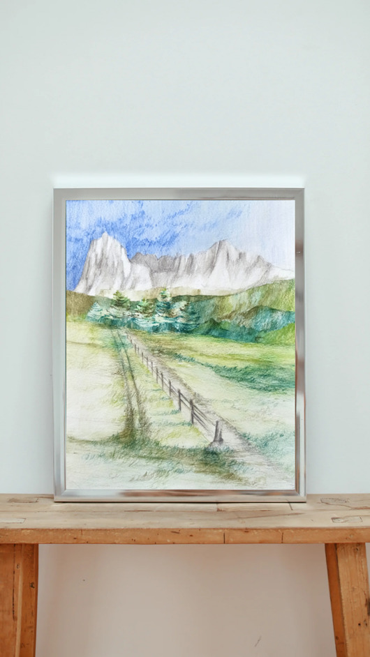 obrazy WYPRZEDAŻ SZTUKI! Akwarela Pejzaż górski oryginalny obraz 300g A4 21x30 cm