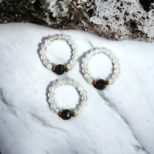 pierścionki elastyczne Pierścionek :: turmalin, kryształ górski