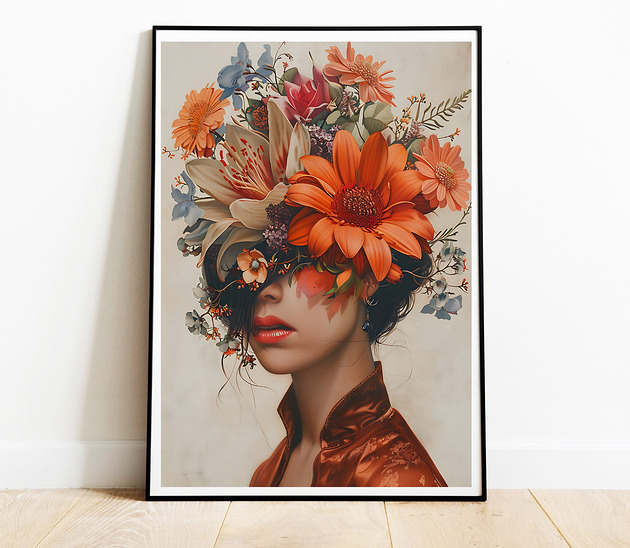 plakaty Plakat Z Głową W Kwiatach, Plakat Na Ścianę MS-PLAK-0034