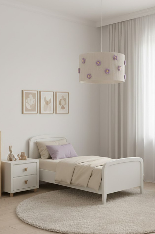 lampy do pokoju dziecka Klosz do pokoju dziecięcego z kwiatkami na szydełku