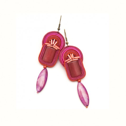 Kolczyki soutache - geo - czerwone maanuela