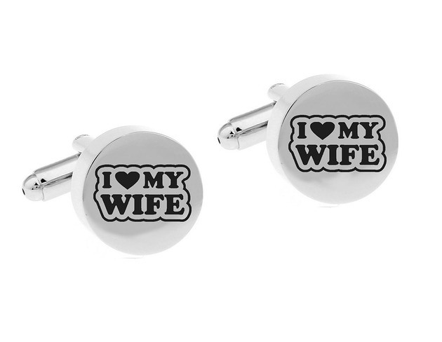 spinki do mankietów Spinki do mankietów koszuli I LOVE MY WIFE GRAWER