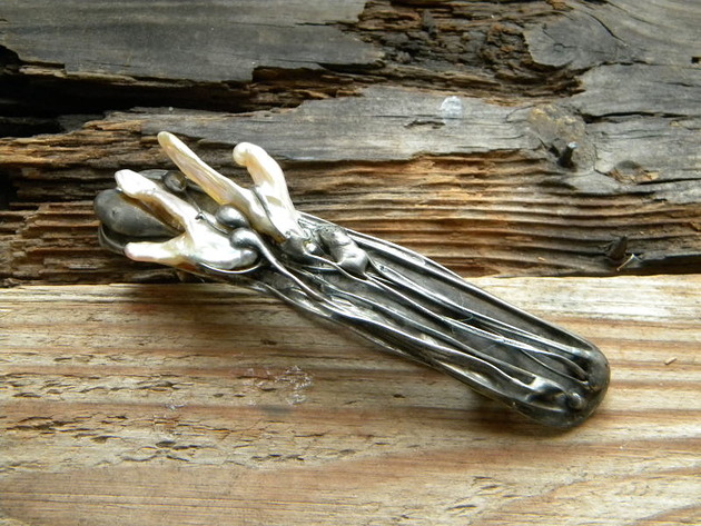 szuwary -  perły -  klamra do włosów Beata Trotter