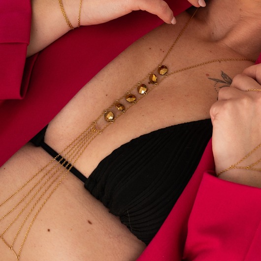 złote naszyjniki Łańcuszek na ciało Story Chain Stones