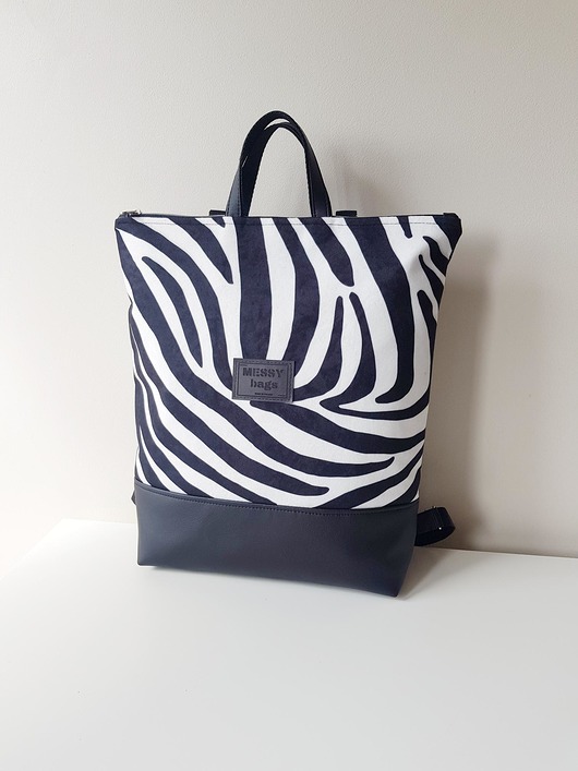 plecaki Plecak damski na zamek wzór zebra