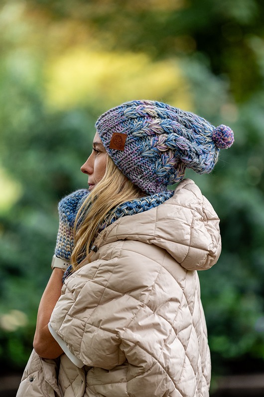 czapki damskie Czapka MERINO 100% Smile Pastele + podszewka BAWEŁNA