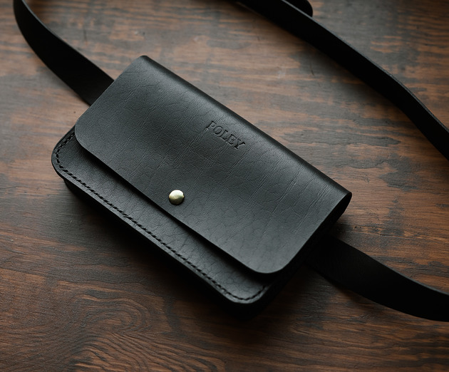 saszetka nerka Skórzana nerka basic - kolor czarny