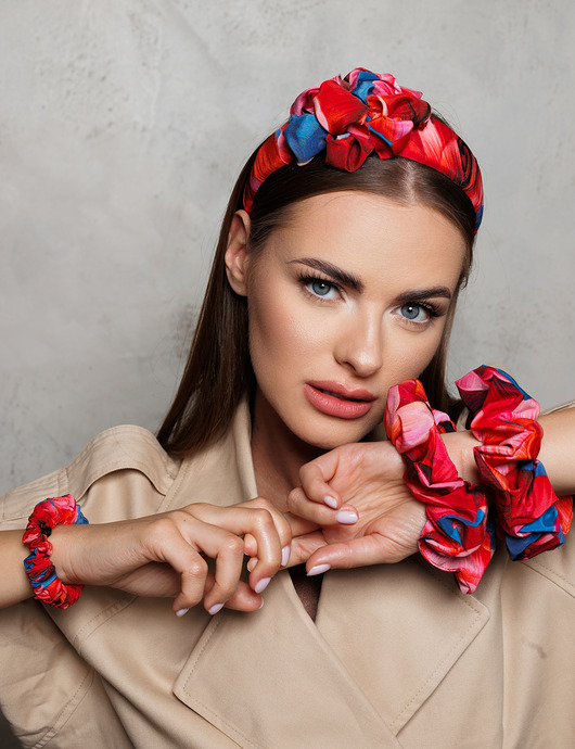 gumki do włosów Jedwabna gumka scrunchie "Rose"