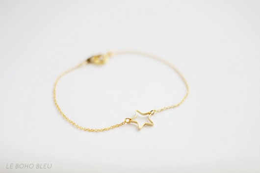 16k Gold Plated Open Star Bracelet Le Boho Bleu