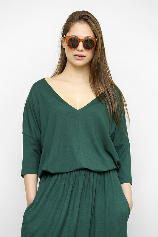 Butelkowa bluzka Kamila z dzianiny V-neck Freeshion