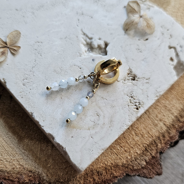 kolczyki z kamieniami Kolczyki z akwamarynem, jadeitem i labradorytem