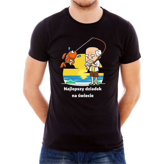 t-shirty męskie Koszulka  z nadrukiem Dziadek rybak