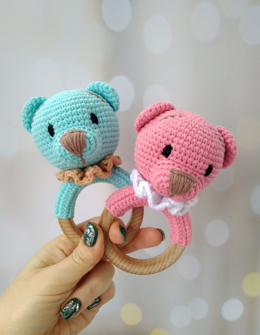 niemowlak - inne Grzechotka miś, Gryzak na kółku dla niemowlaka, Prezent dla noworodka