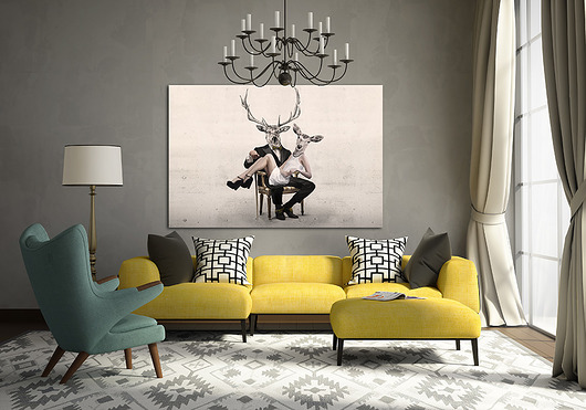 obrazy OBRAZ NA PŁÓTNIE - 100x70cm JELENIE
