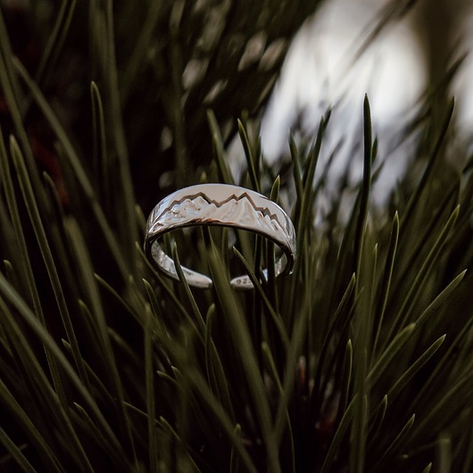 pierścionki srebrne Srebrny, regulowany pierścionek Góry