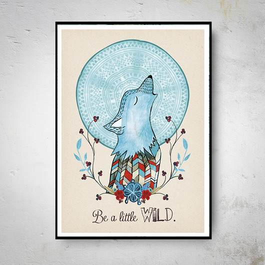 WOLF be a little wild plakat 50x70cm muamua design