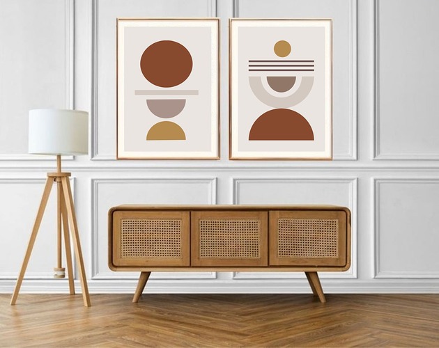 plakaty DWA PLAKATY boho geometryczne mid century