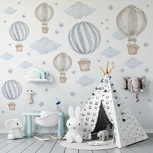 naklejki ścienne do pokoju dziecka Niebieskie balony naklejki na ścianę