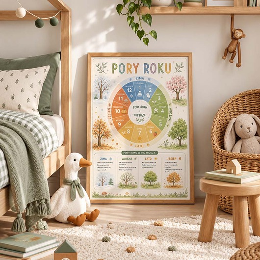 obrazy i plakaty do pokoju dziecięcego Plakat edukacyjny PORY ROKU dla chłopca