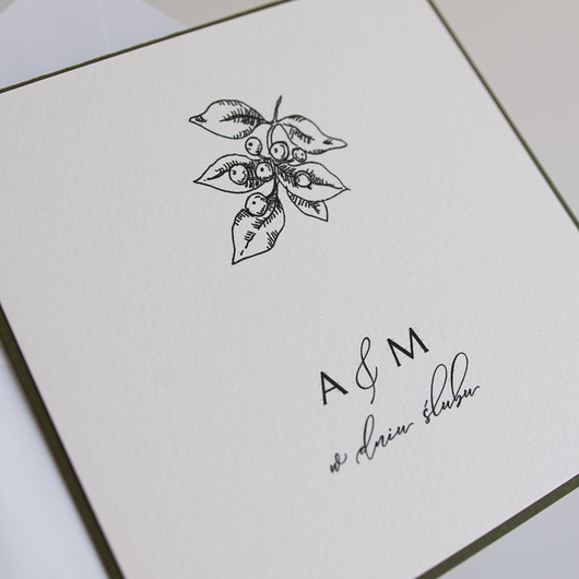 zaproszenia i kartki na ślub Personalizowana minimalistyczna kartka ślubna