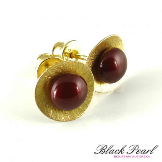 Maroon in Gold - kolczyki Black Pearl