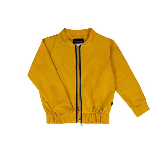 bluzy dla dziewczynki Bluza bomberka ze stójką dziecięca żółta