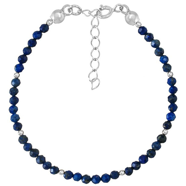 bransoletki z kamieni naturalnych Bransoletka srebrna z kamieni naturalnych lapis lazuli 3mm