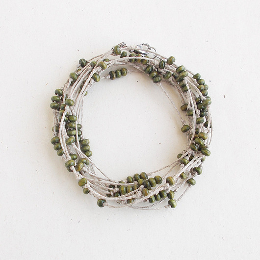 bransoletki drewniane Ciemna zieleń Bransoletka lniana NATURE