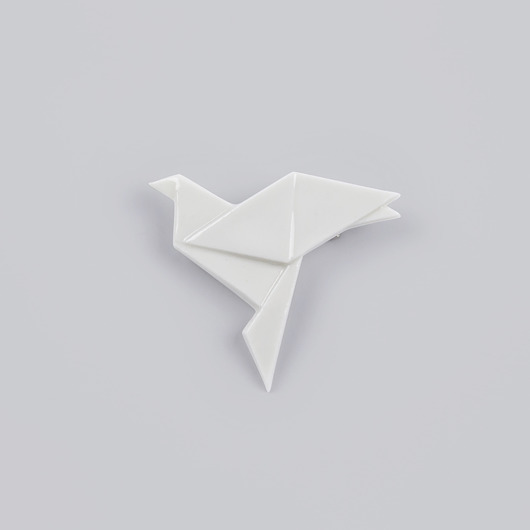 Broszka Porcelanowa Origami Gołąb Biała StehlikDesign