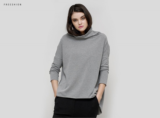 Bluzka oversize Lily w szarym melanżu Freeshion