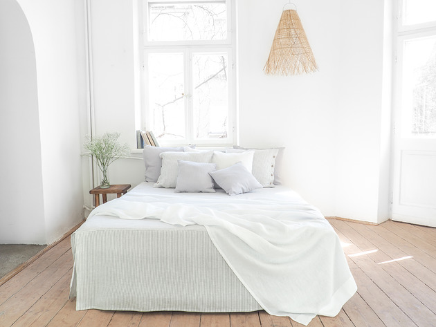 koce i narzuty Narzuta Lniana PURE WHITE