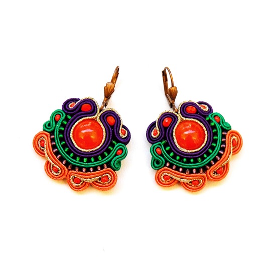 kolczyki soutache Sutaszowe kolczyki ORANGE