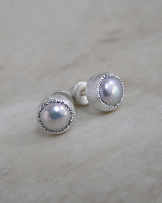 kolczyki srebrne Kolczyki z perłami, srebro