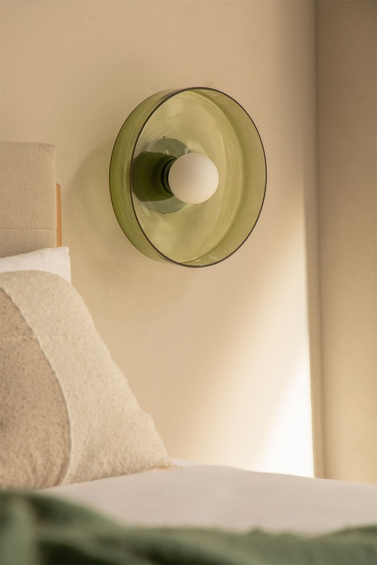 kinkiety Kinkiet szklany Jaxal zielony Ø35 cm