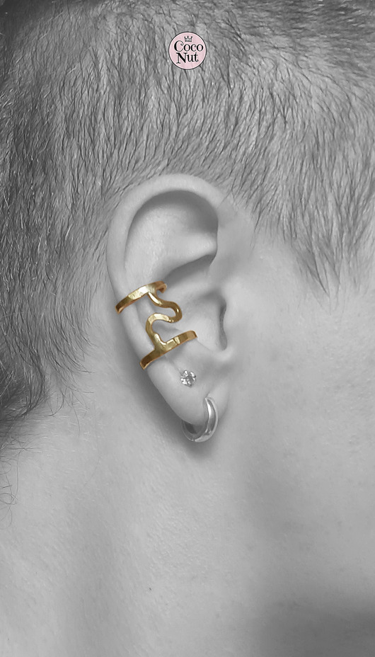 nausznice Podwójna nausznica SNAKE złocona na środek ucha