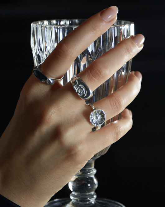 pierścionki srebrne Srebrny pierścionek Piwonia Peony Ring, rzeźbiony kwiat