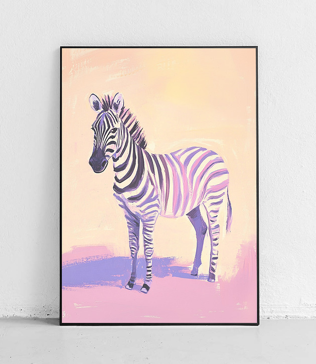plakaty Plakat Zebra w różowym świetle