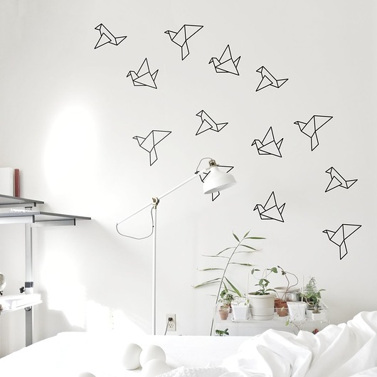 PTAKI geometryczne origami MIX różne rozmiary trochę na ścianę