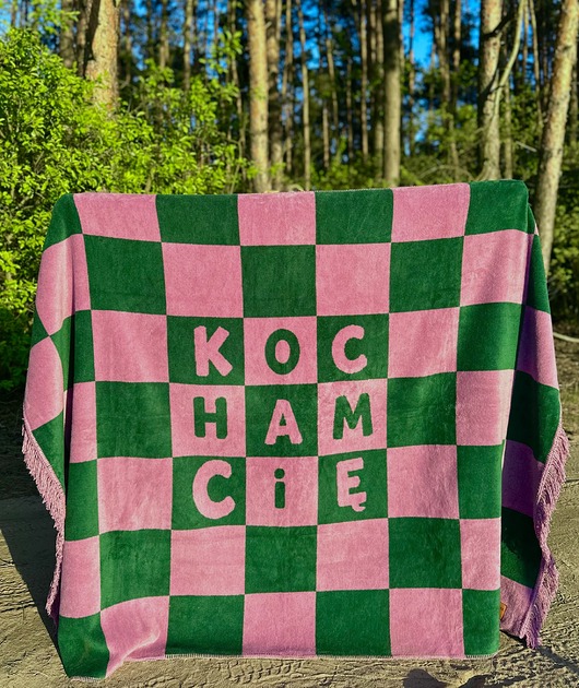 koce i narzuty KOC XL KOCham cię lawendowo-zielony