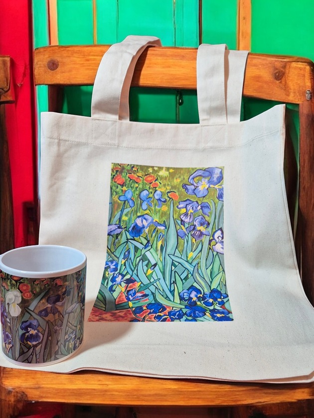 torby na ramię Zestaw kubek i torba z reprodukcją Irysów Vincent van Gogh