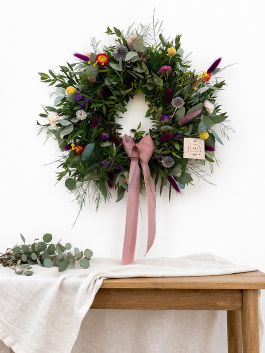 wianki wielkanocne Wianek wiosenny zieleń ciętą + suszki mix