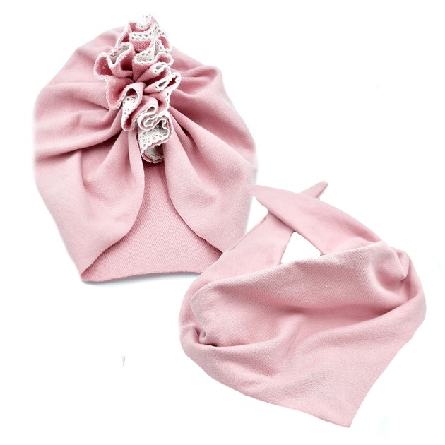 czapki dziecięce Komplet niemowlęcy czapka turban i chusta