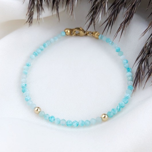 bransoletki z kamieni naturalnych Bransoletka Little Luck Sky Amazonit